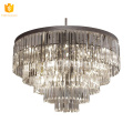 Crystal 5-tier Chandeliers Lighting Black Finish H26" X W31.5" Flush Mount Pendant Fixture